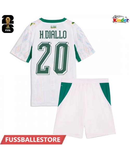 Günstige Senegal Habib Diallo #20 Heimtrikotsatz Kinder WM 2026 Kurzarm (+ Kurze Hosen)